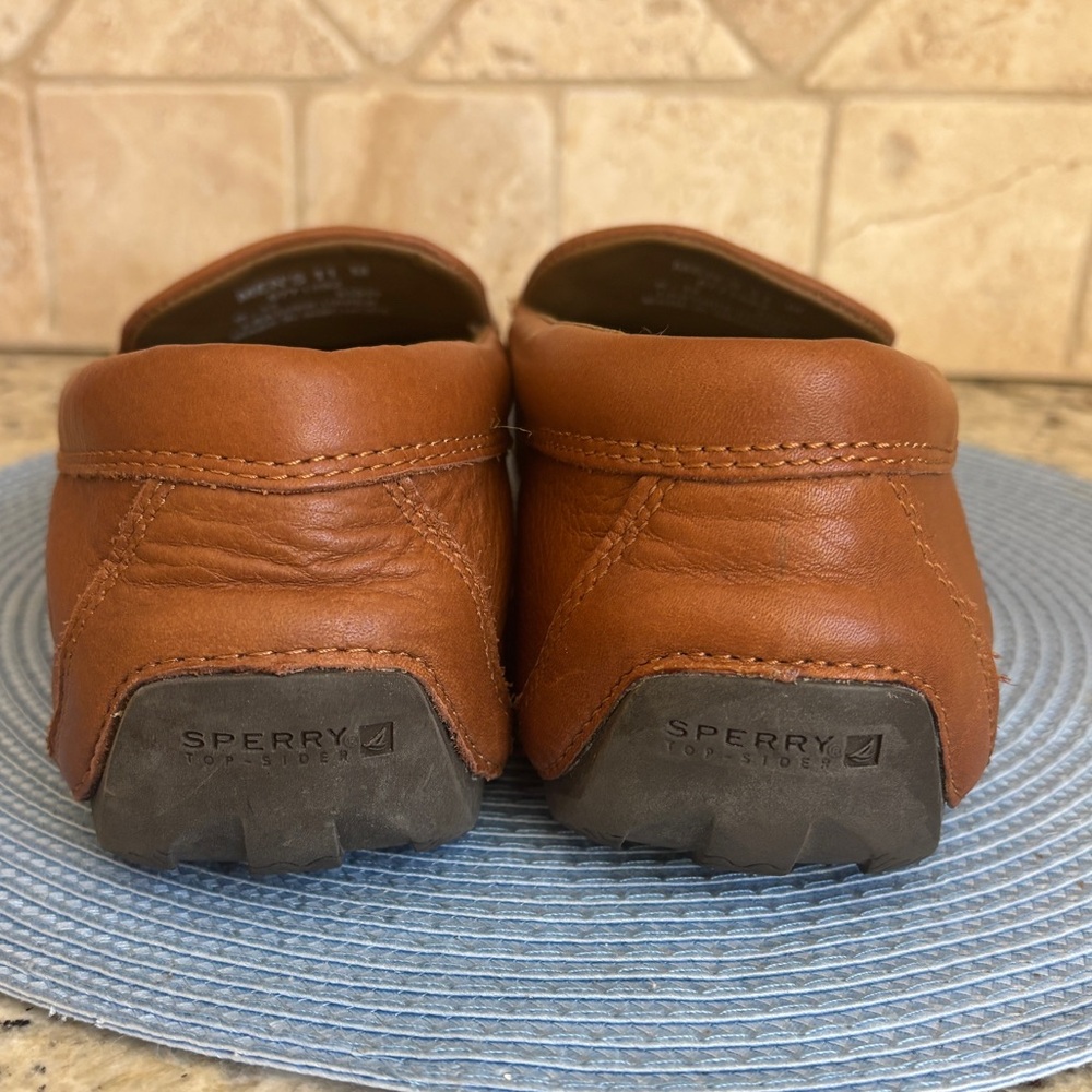 Sperry Men’s Top Sider. Leather Driving Slip On Loafers Caramel Light Brown 11 - Picture 8 of 10